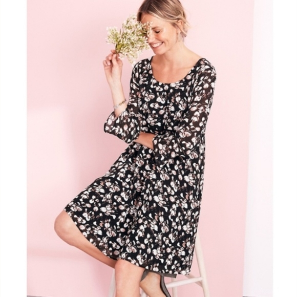 Hill Dresses Hill Silk Chiffon Bellsleeve Dress Floral Romantic Grandmacore